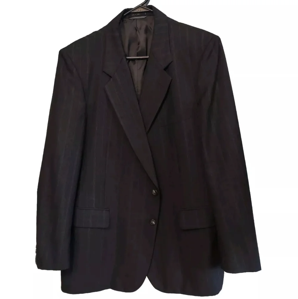 Austin Manor Men's Blazer Dark Gray Pinstripe Sz 44R Wool Blend - Picture 1 of 14